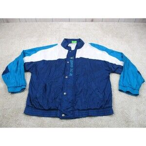 VINTAGE Le Coq Sportif Jacket Men Large L Blue Windbreaker Spell Out Colorblock